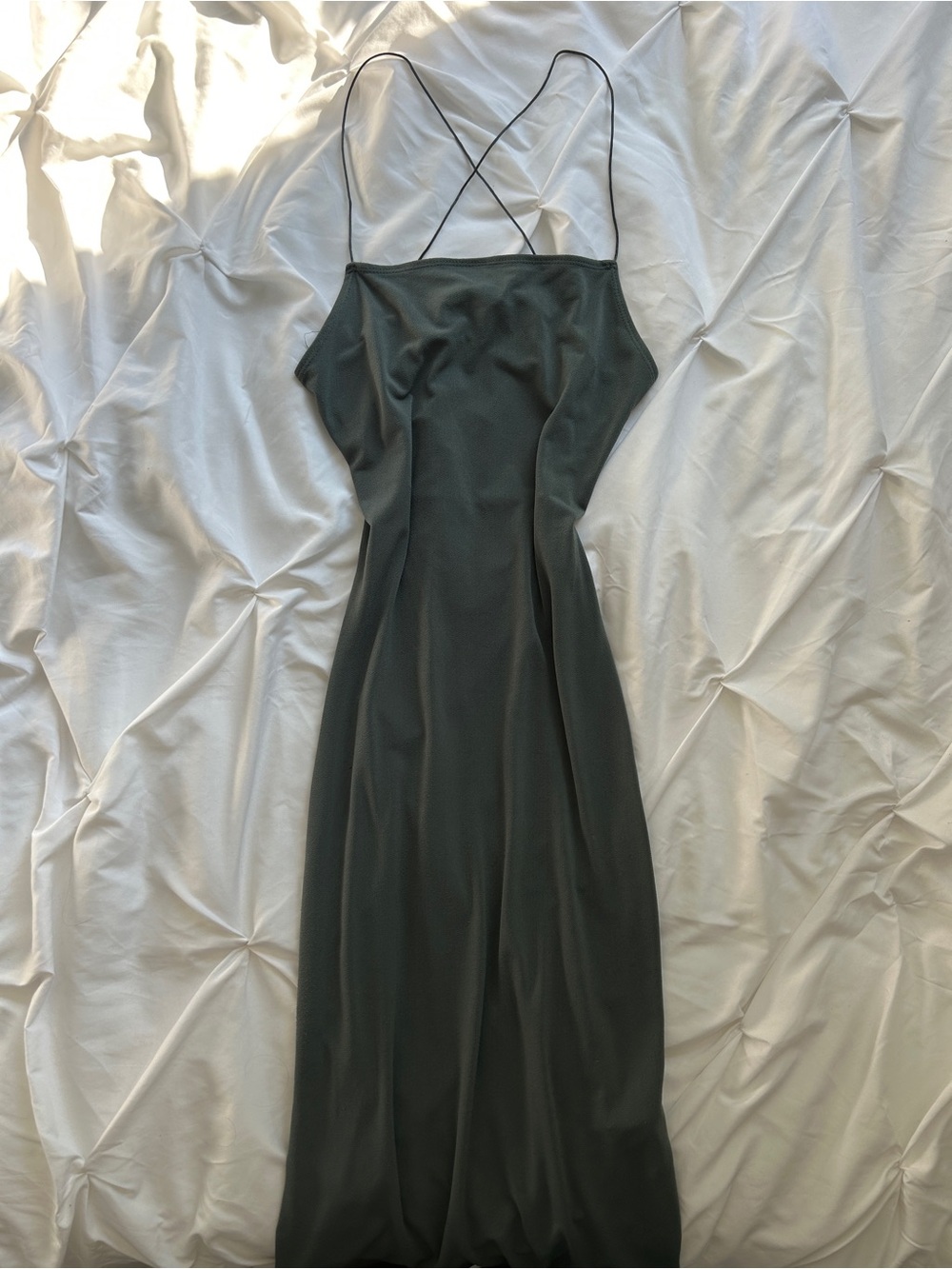 Strappy Dark Army Green Slip Cut Out Midi Dress